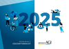 Cover des Geschäftsberichts in blau/weiß gehalten. Auf dem Cover steht eine groß 2025 und einige Figuren sind abgebildet