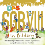 Buchcover mit Schriftzug SGB VIII und Zeichnungen von jungen Menschen