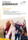 Cover des FORUM Jugendhilfe 3/2025 mit dem Schriftzug im Fokus: junges Engagement und einem Foto mit jungen Engagierten, die ihre Hände zum Zeichen der Solidarität zusammenführen